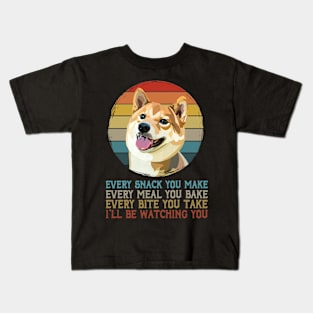 Urban Bark Brigade Shiba I'll Be Watching You Tee for Canine Admirers Kids T-Shirt